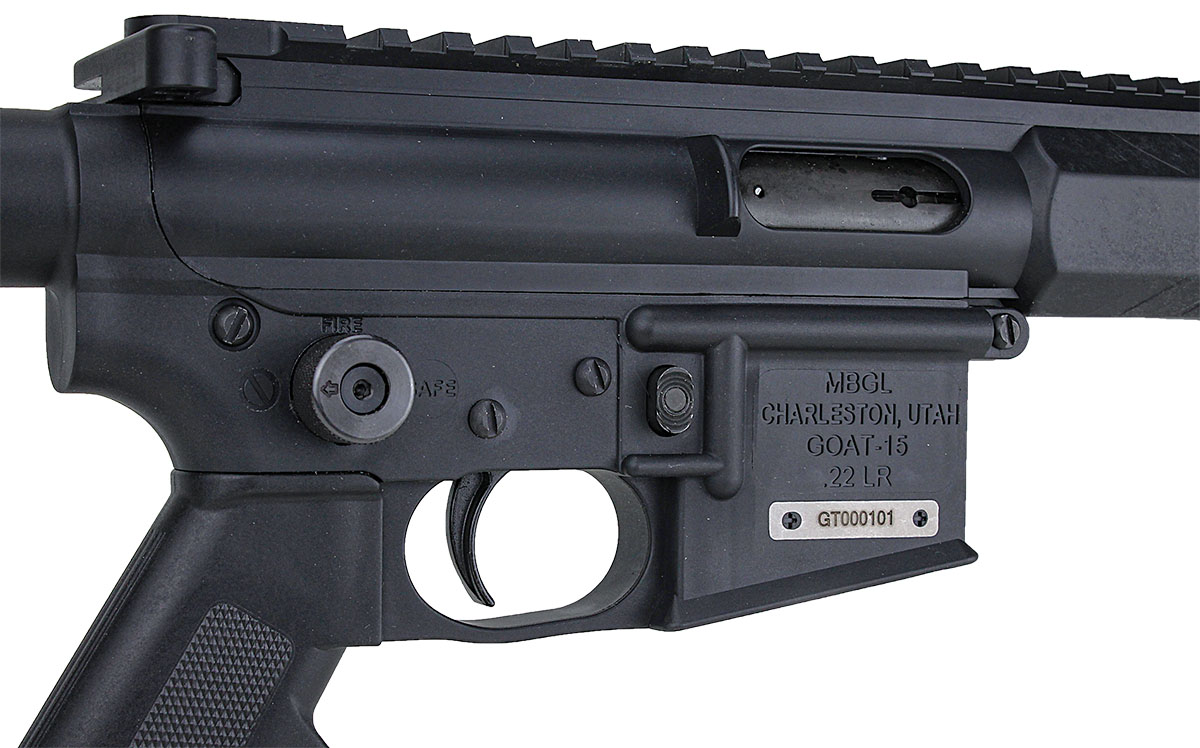A tamper-resistant cap provides control of the safety selector to an adult instructor and serves as a redundant safety feature when stored. Note that all pins are captive.